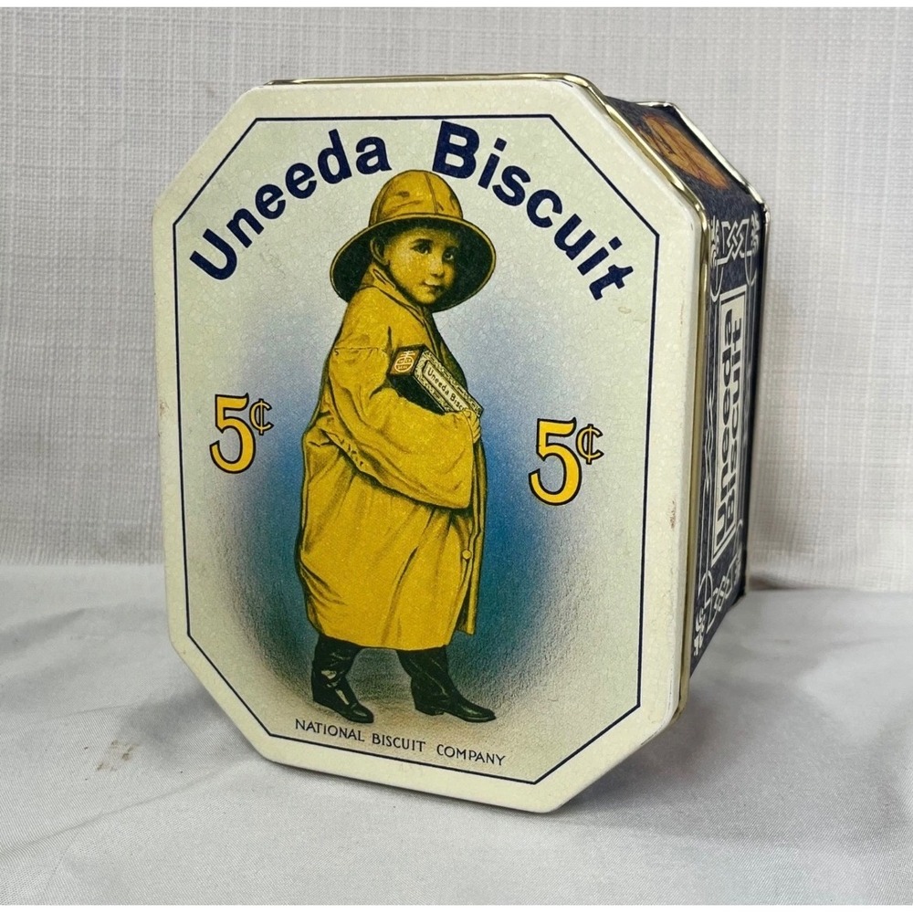 Vintage Uneeda Biscuit Tin National Biscuit Company NBC Octagon Advertising Box